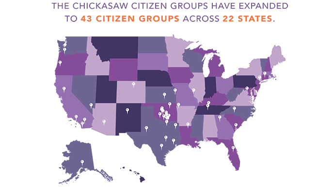 Map of United States with Citizen Group locations